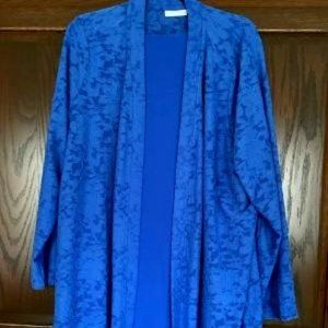 Susan Graver Reg Burnout Knit Cardigan and Tank Set  3X Peri